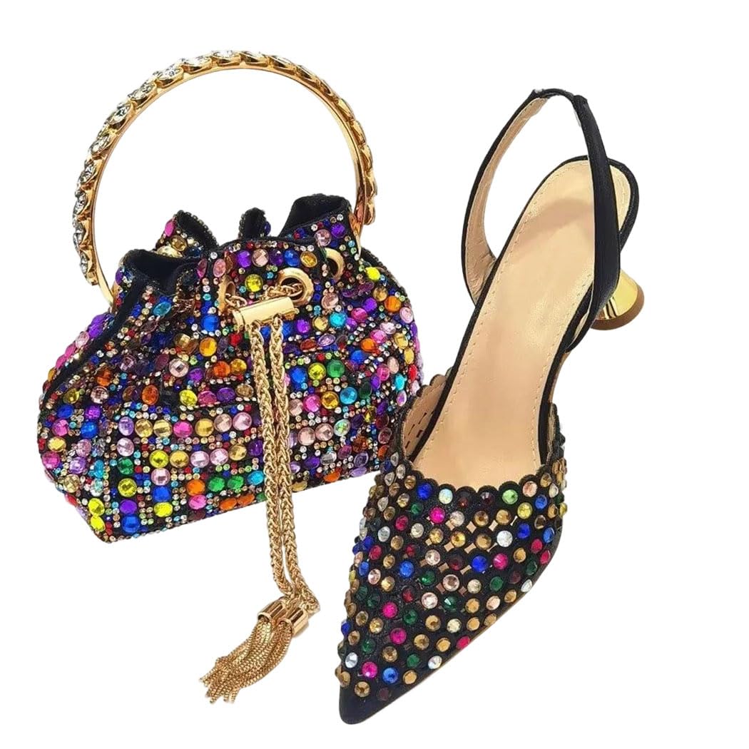 Classic Evening Heel Sandals and Matching Bag Set