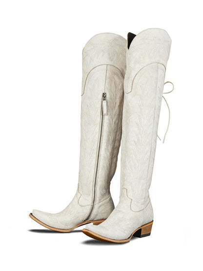 Over-the-Knee Cowboy Boots with Chunky Heel