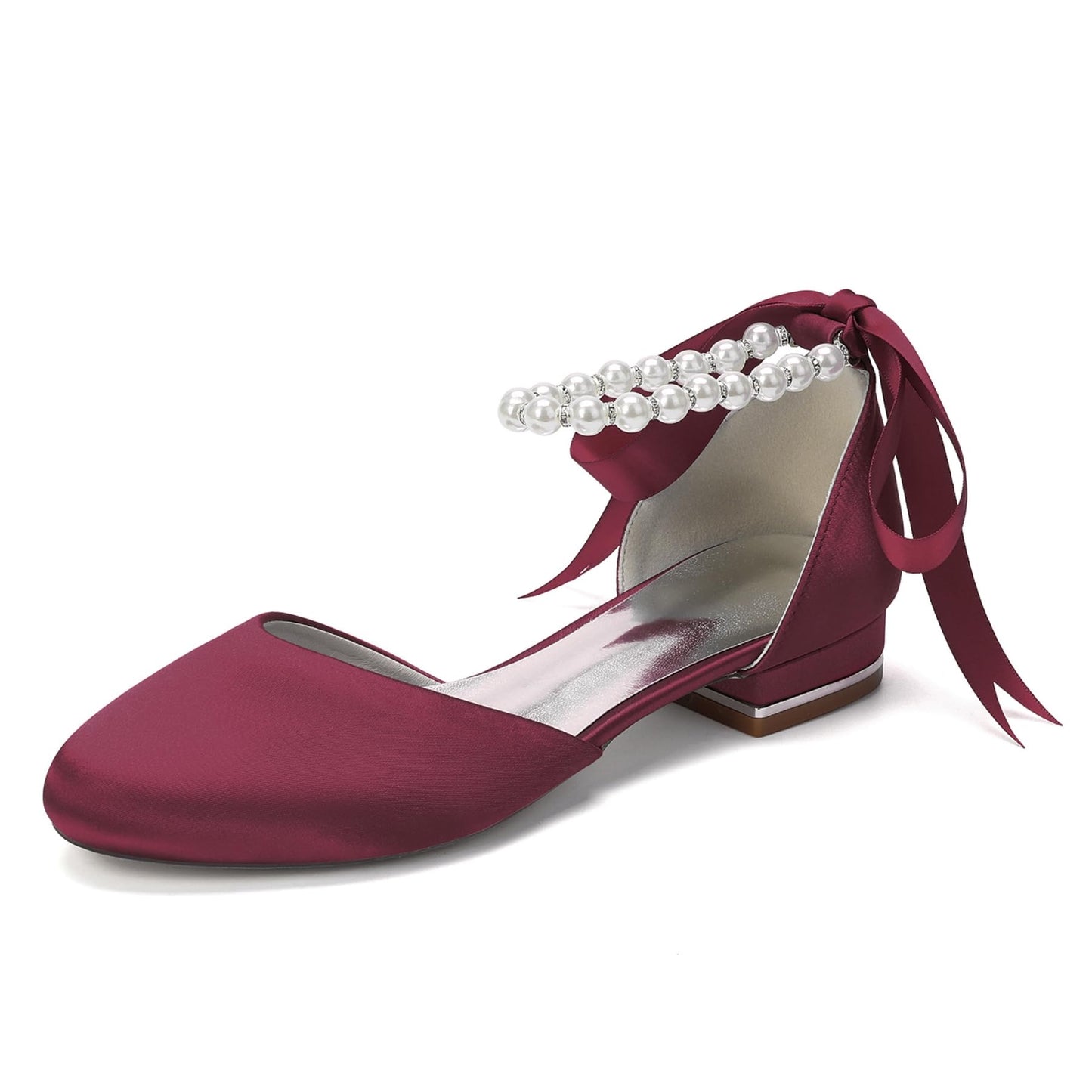 Pearl Strap Satin Bridal Flats