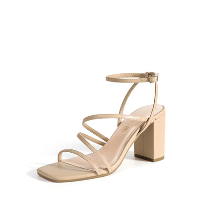 Chunky Strappy Square Toe Heel Sandals for Women