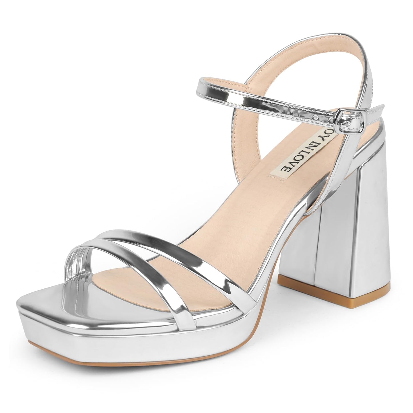 Platform Block Heel Sandals with Ankle Strap