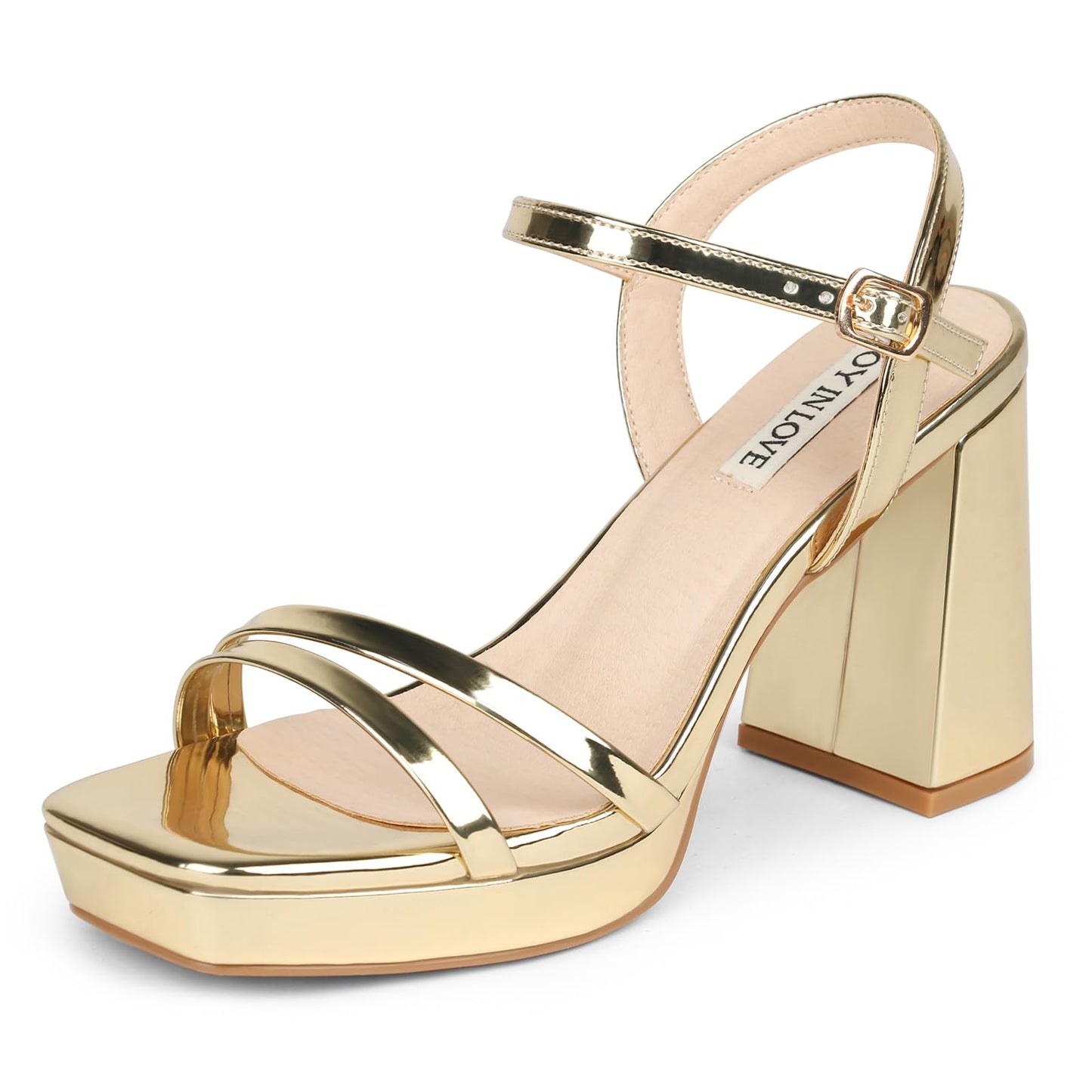 Platform Block Heel Sandals with Ankle Strap