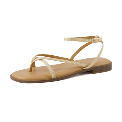 Strappy Flat Sandals with Memory Foam Comfort