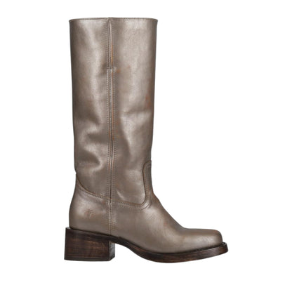 Waterproof Tall Leather Boots with Chunky Heel