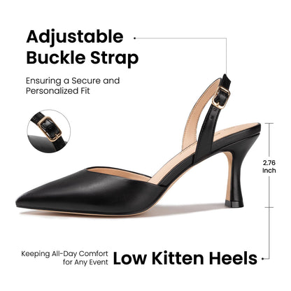 Pointed Toe Slingback Kitten Heels for Women