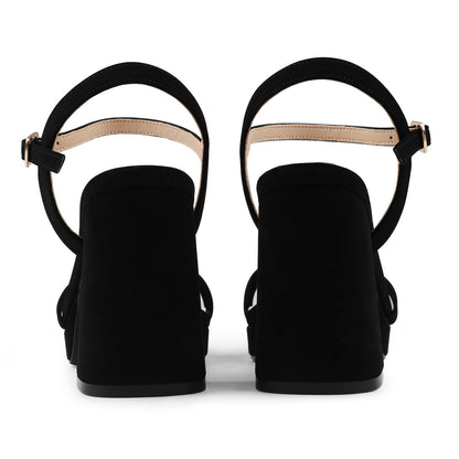 Platform Block Heel Sandals with Ankle Strap