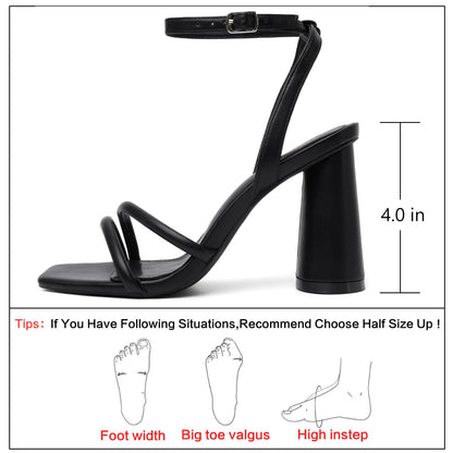 Minimal Strappy Block Heel Sandals for Women