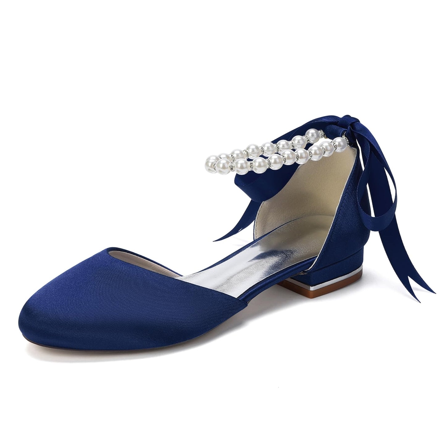 Pearl Strap Satin Bridal Flats