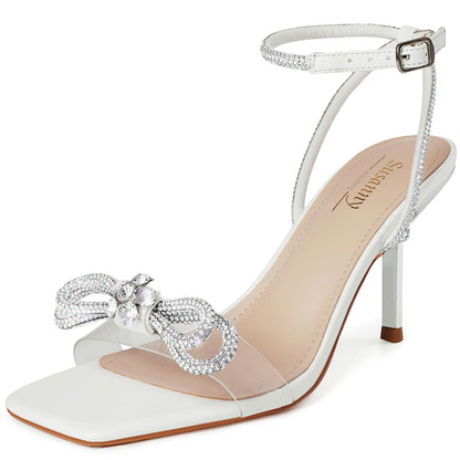 Rhinestone Slingback Kitten Heel Bow Pumps