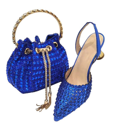 Classic Evening Heel Sandals and Matching Bag Set