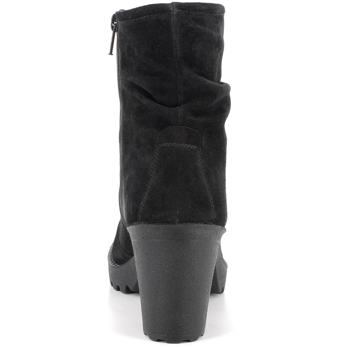 Suede Slouchy Ankle Boots with Block Heel Sole