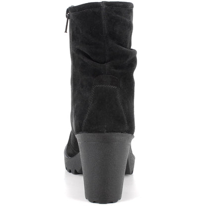 Suede Slouchy Ankle Boots with Block Heel Sole