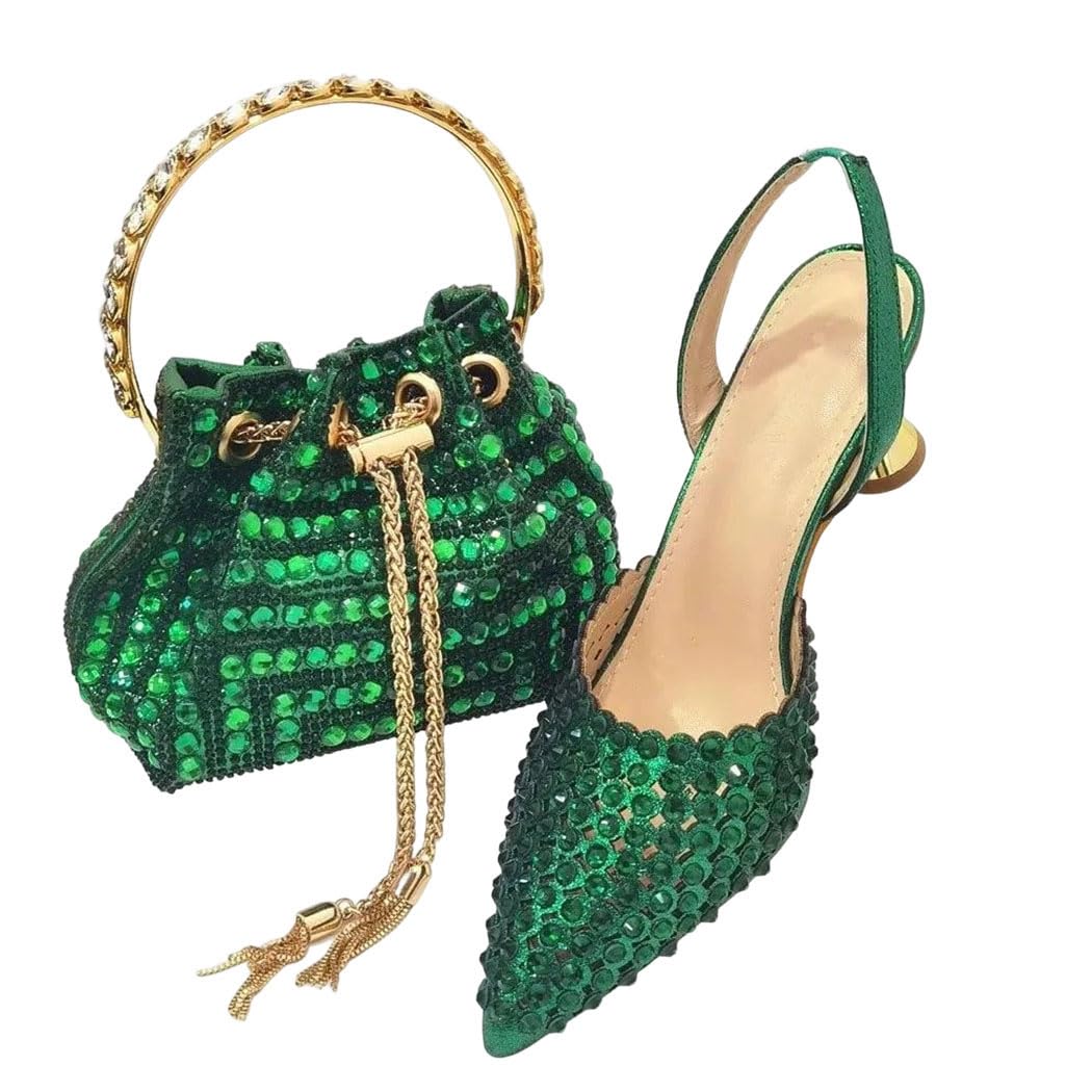 Classic Evening Heel Sandals and Matching Bag Set
