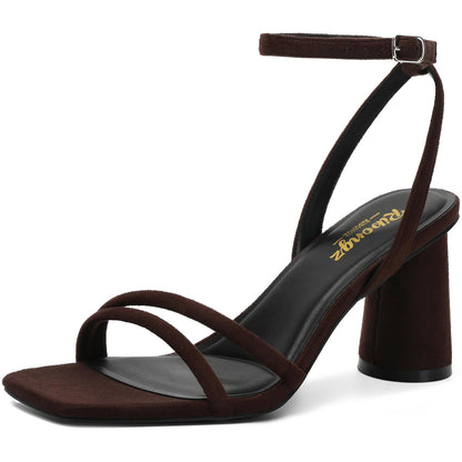 Minimal Strappy Block Heel Sandals for Women