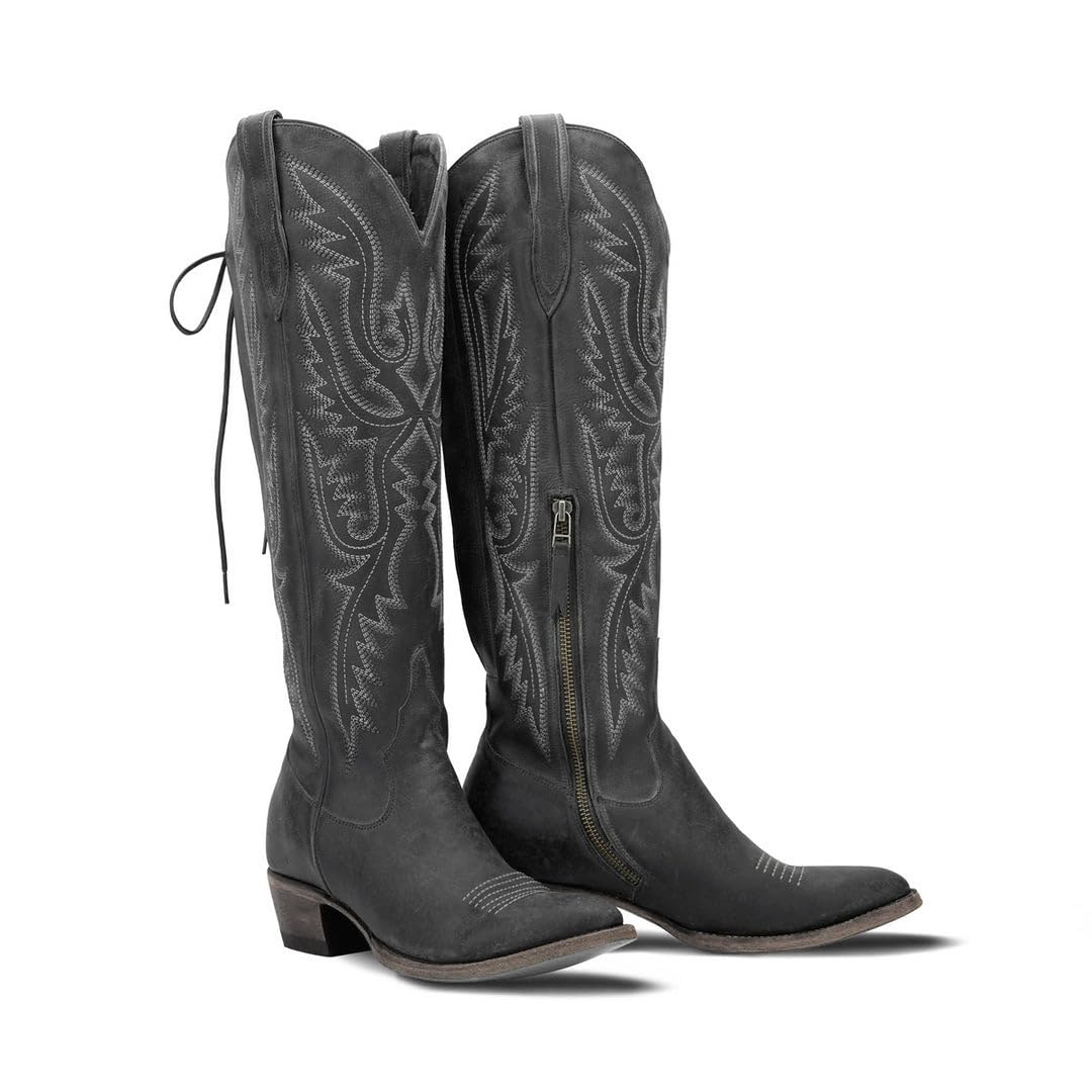 Over-the-Knee Cowboy Boots with Chunky Heel