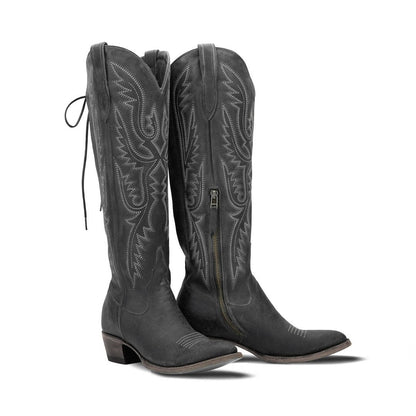 Over-the-Knee Cowboy Boots with Chunky Heel