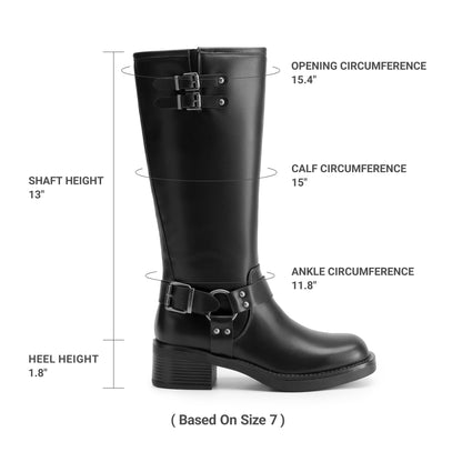 Knee High Combat Boots with Buckle Strap Detail