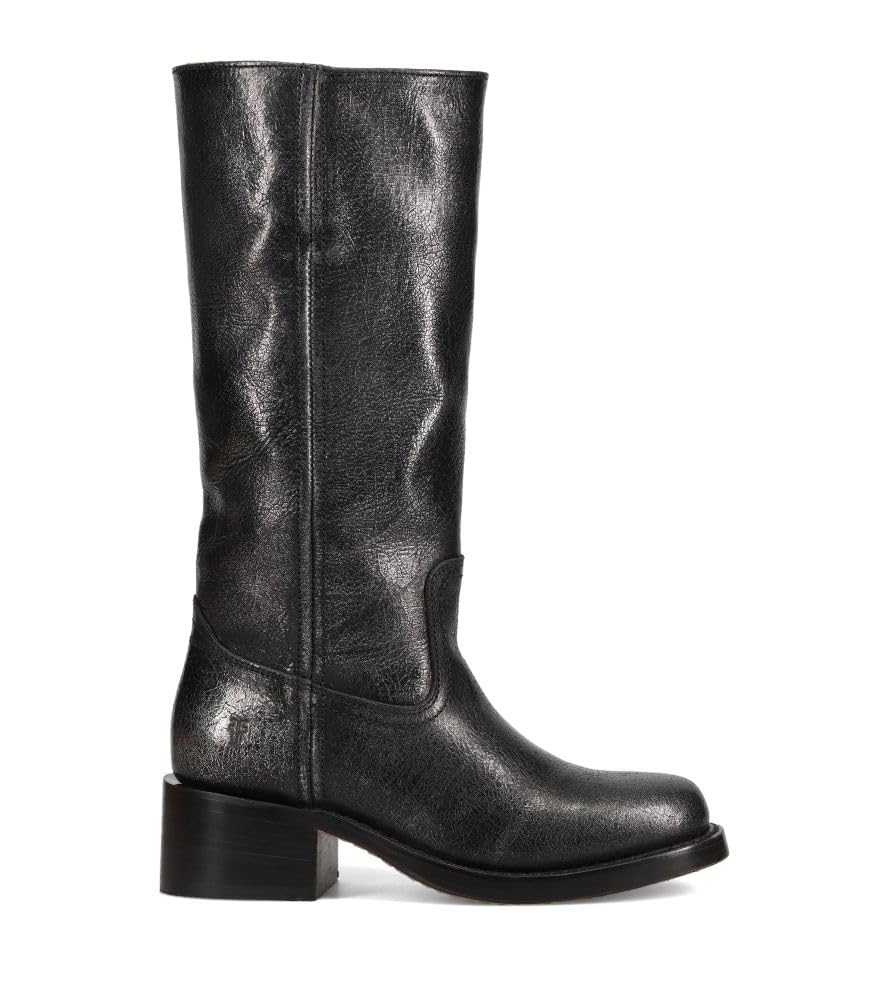 Waterproof Tall Leather Boots with Chunky Heel