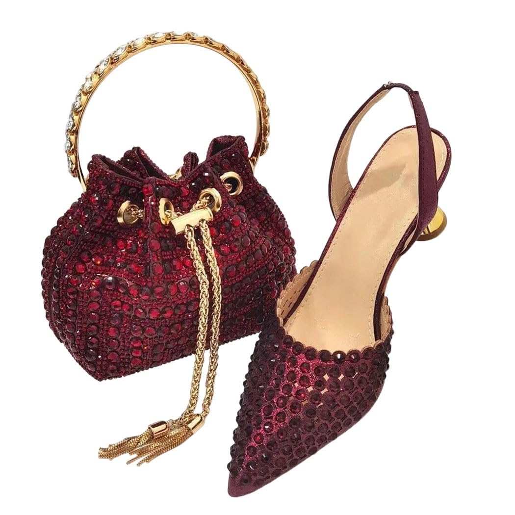 Classic Evening Heel Sandals and Matching Bag Set