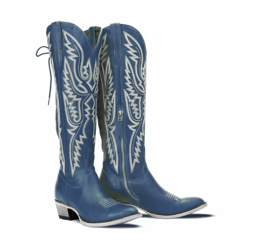 Over-the-Knee Cowboy Boots with Chunky Heel
