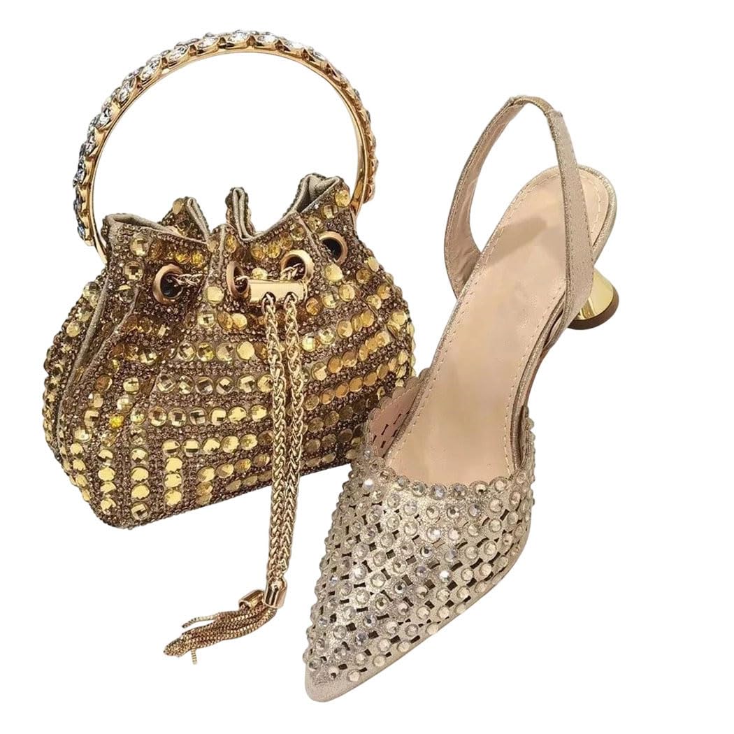 Classic Evening Heel Sandals and Matching Bag Set