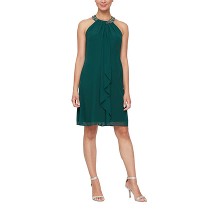Jewel Halter Sheath Dress for Evening Occasions