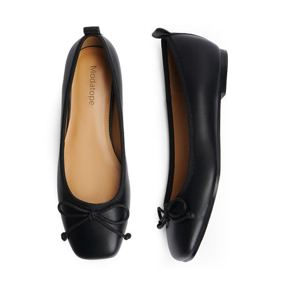 Bow Square Toe Ballet Flats