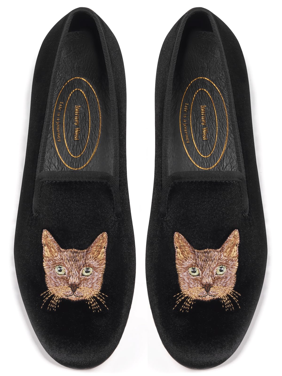 Embroidered Velvet Loafer Flats