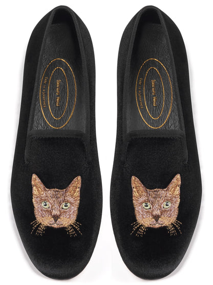 Embroidered Velvet Loafer Flats