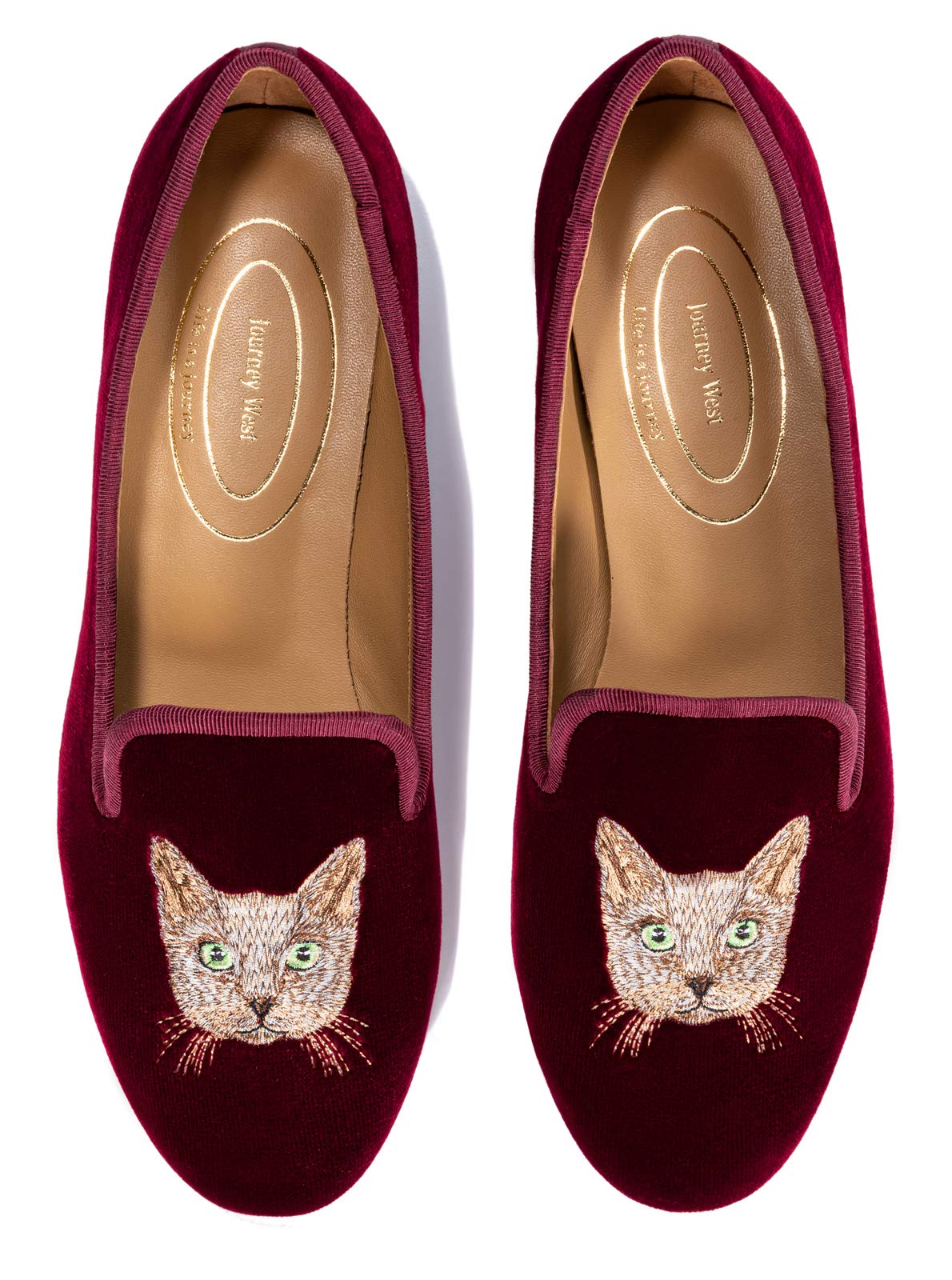 Embroidered Velvet Loafer Flats