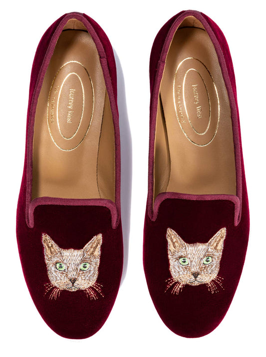 Embroidered Velvet Loafer Flats