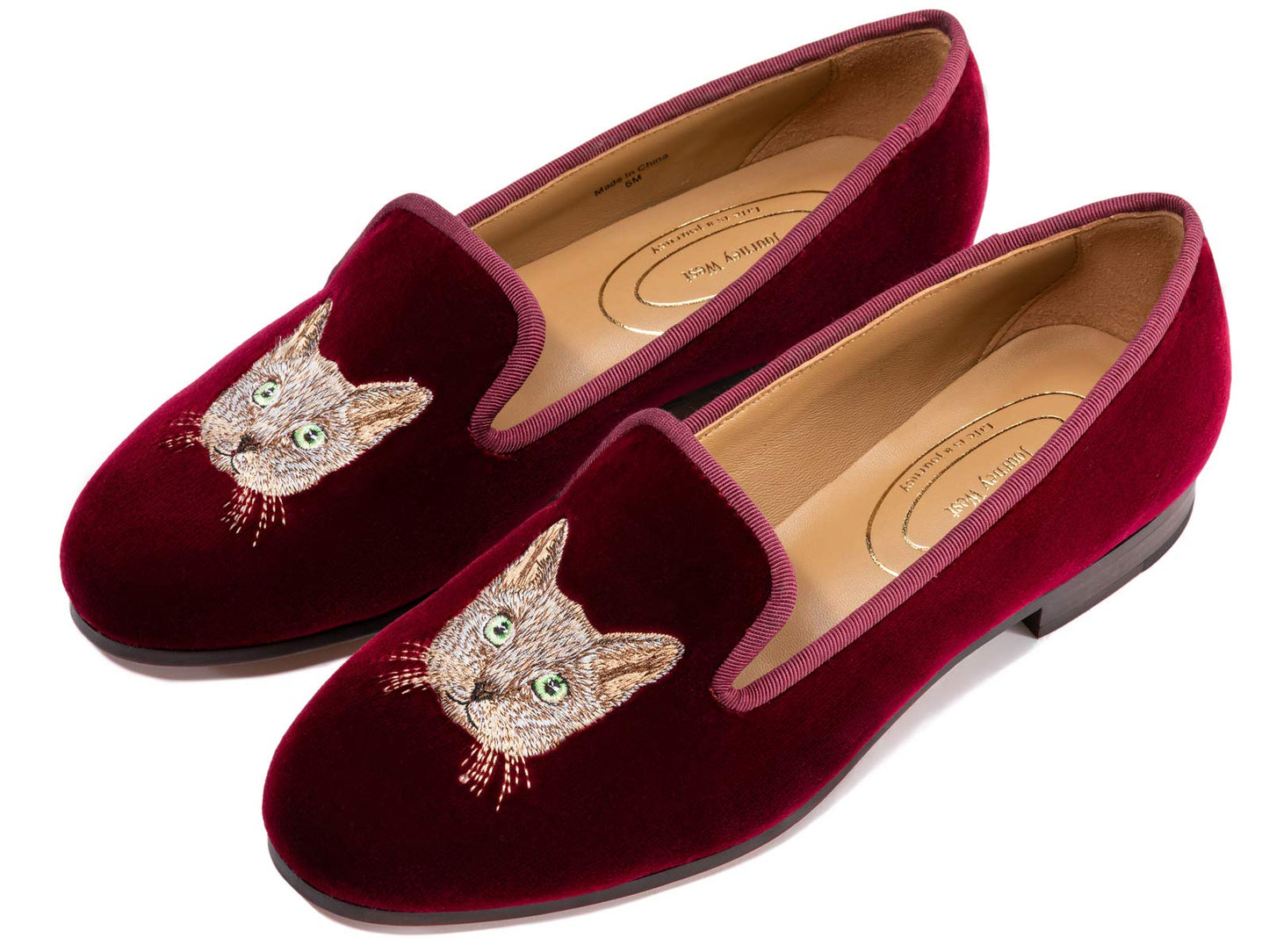 Embroidered Velvet Loafer Flats