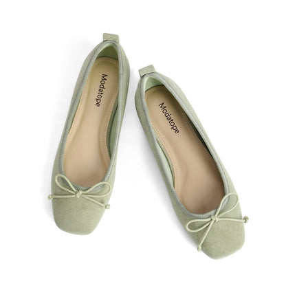 Bow Square Toe Ballet Flats