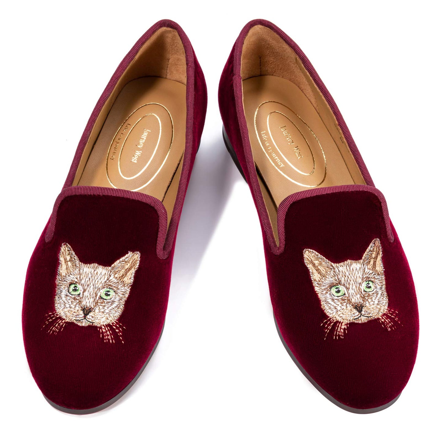 Embroidered Velvet Loafer Flats