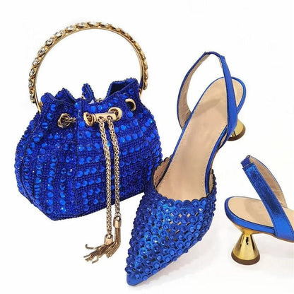 Classic Evening Heel Sandals and Matching Bag Set