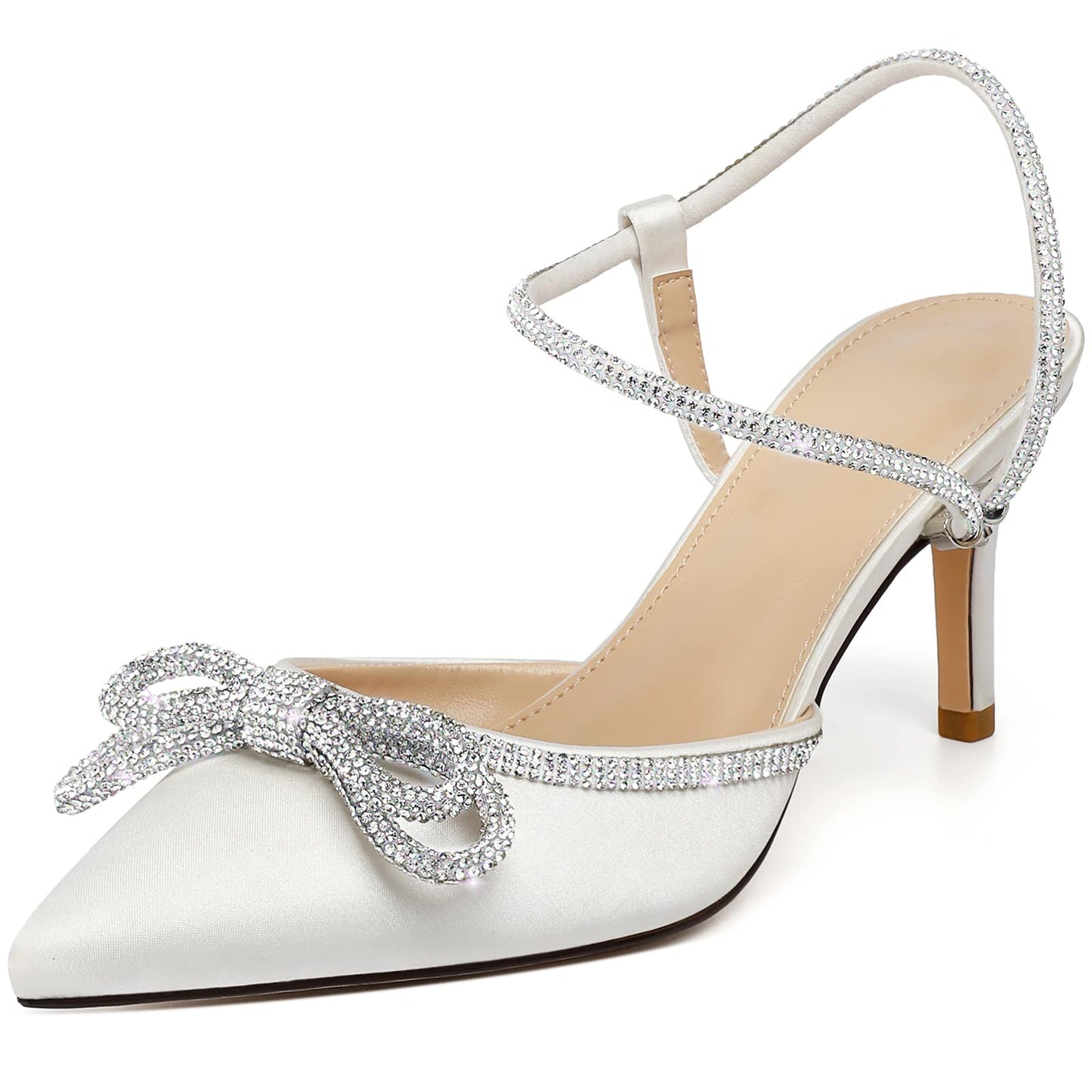 Rhinestone Slingback Kitten Heel Bow Pumps