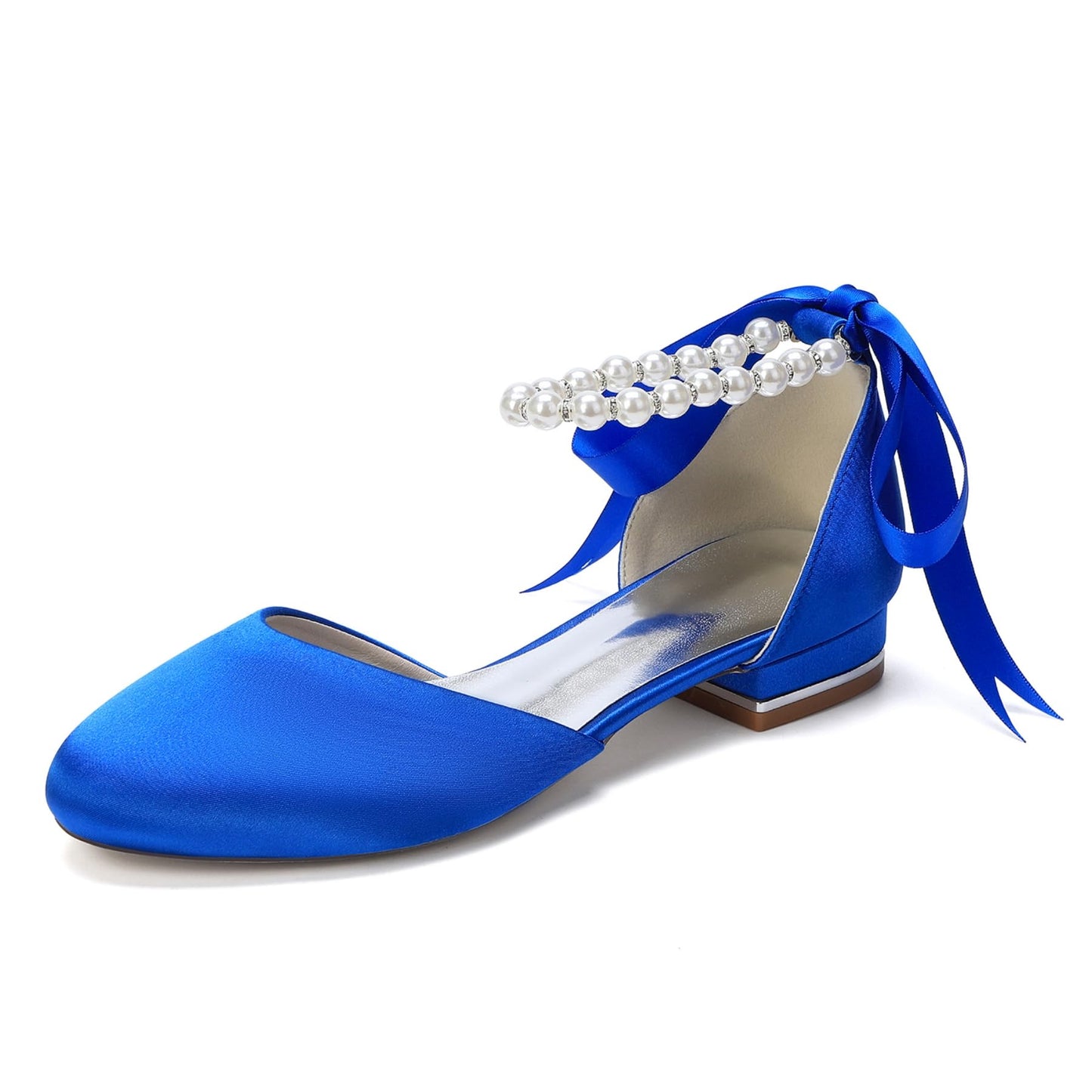 Pearl Strap Satin Bridal Flats