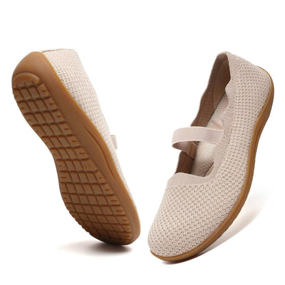 Wide Toe Knit Mary Jane Flats