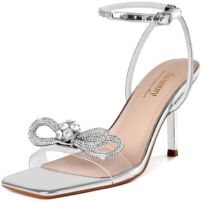 Rhinestone Slingback Kitten Heel Bow Pumps