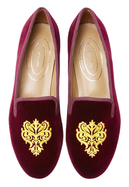 Embroidered Velvet Loafer Flats