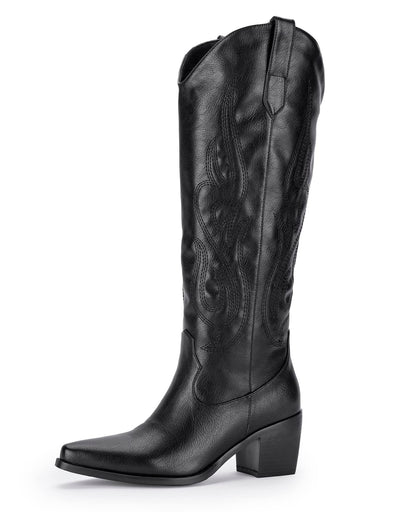 Knee High Cowboy Boots with Chunky Heel Style