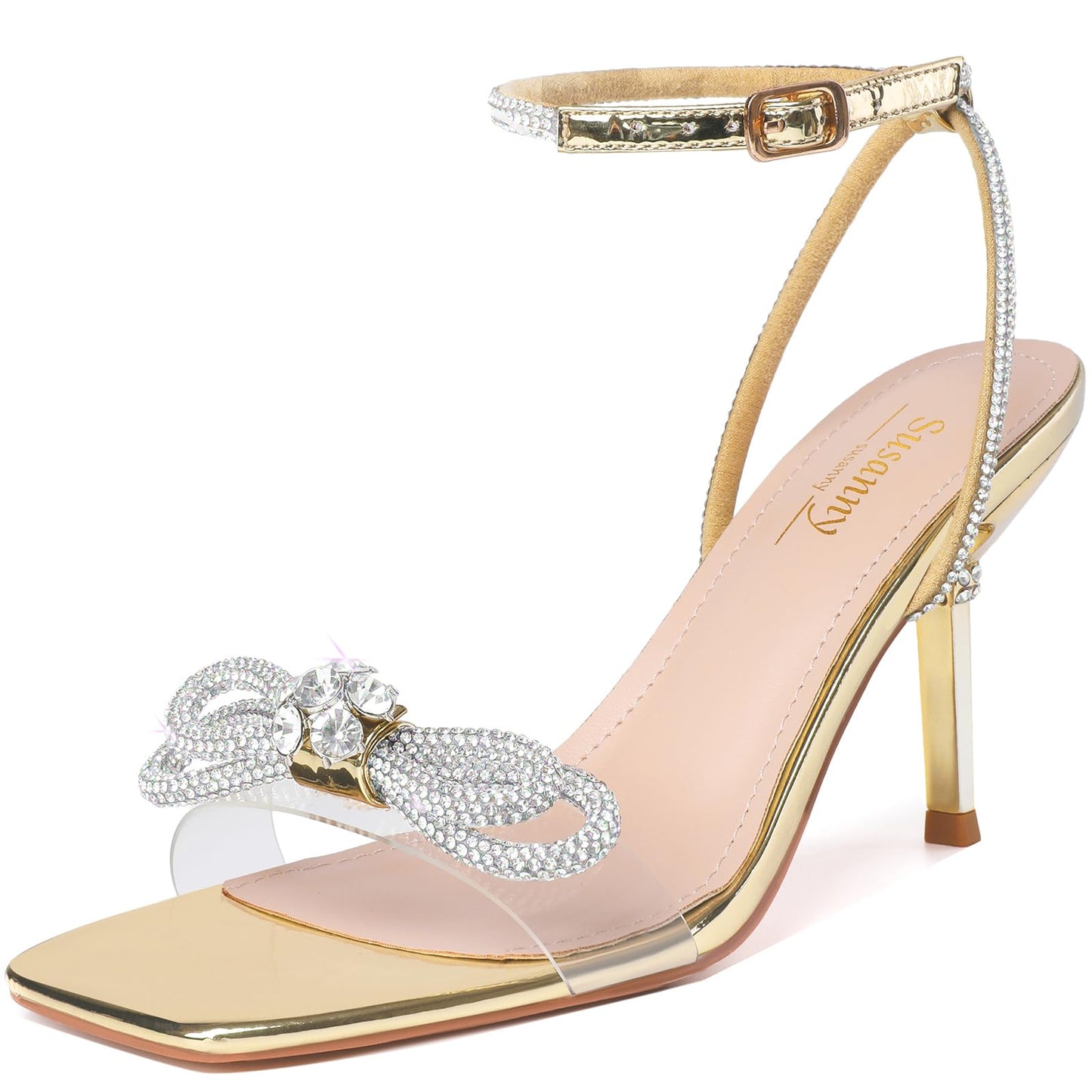 Rhinestone Slingback Kitten Heel Bow Pumps