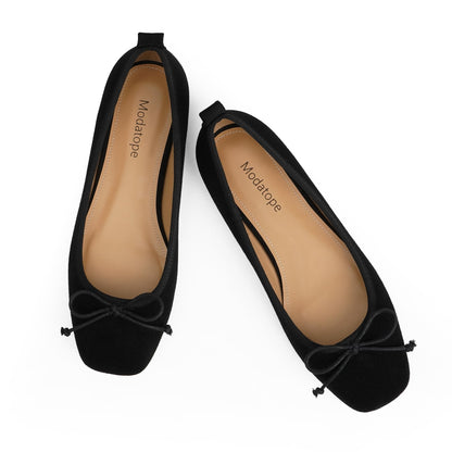Bow Square Toe Ballet Flats