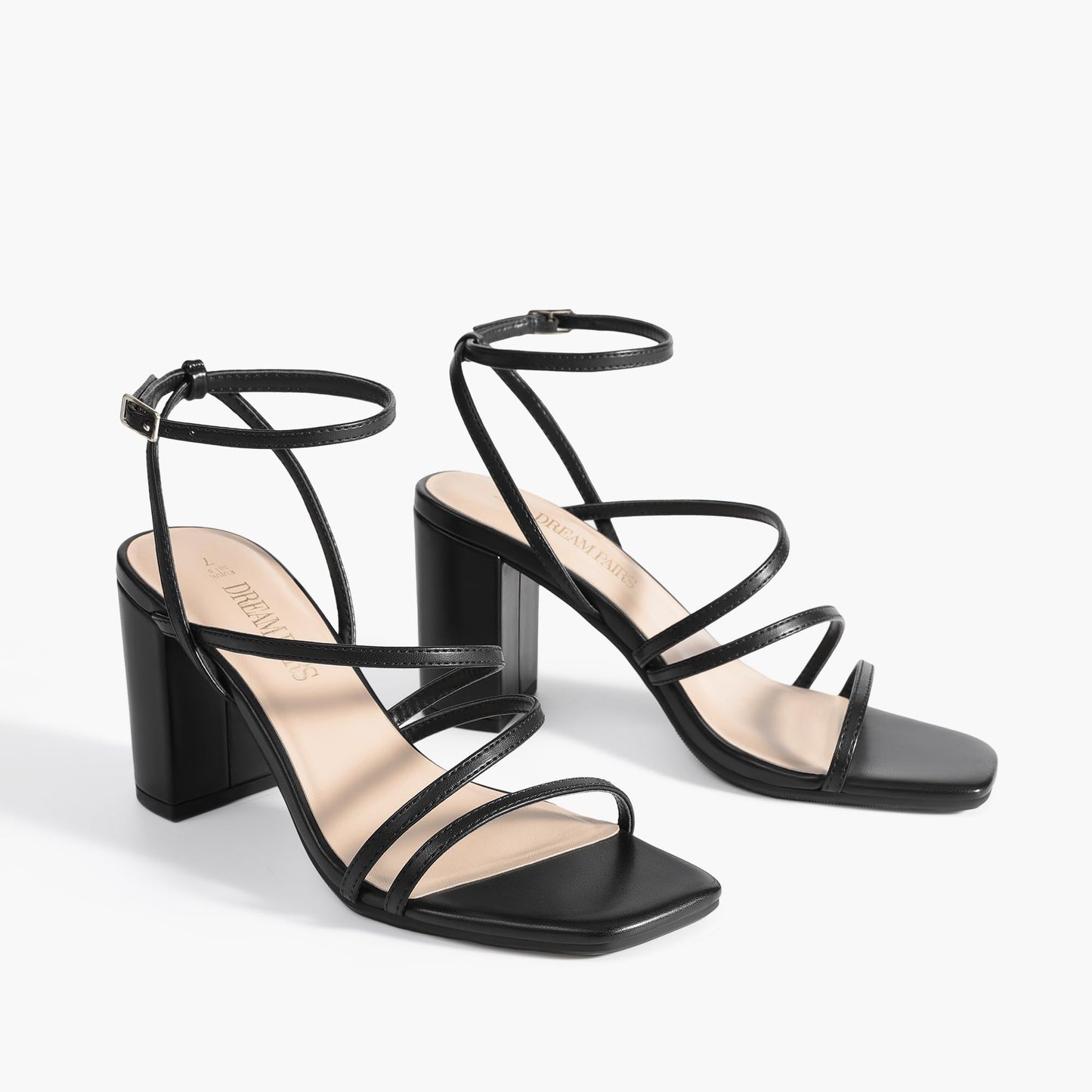 Chunky Strappy Square Toe Heel Sandals for Women