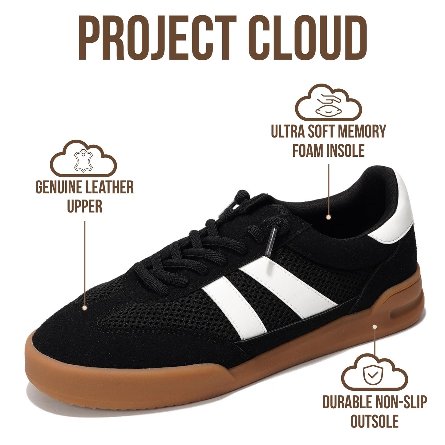 Leather Slip-On Memory Foam Sneakers