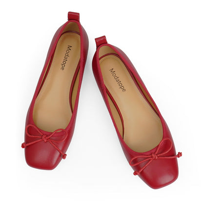 Bow Square Toe Ballet Flats