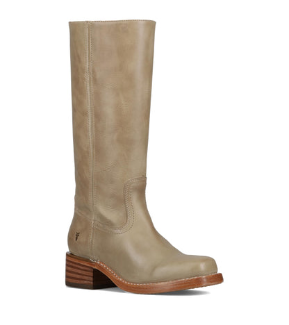 Waterproof Tall Leather Boots with Chunky Heel