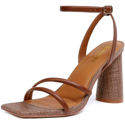 Minimal Strappy Block Heel Sandals for Women