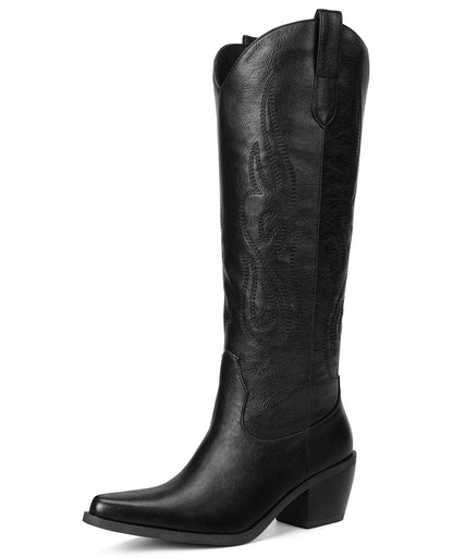 Knee High Cowboy Boots with Chunky Heel Style