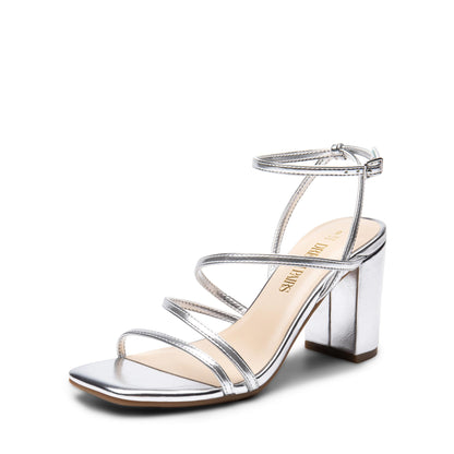 Chunky Strappy Square Toe Heel Sandals for Women